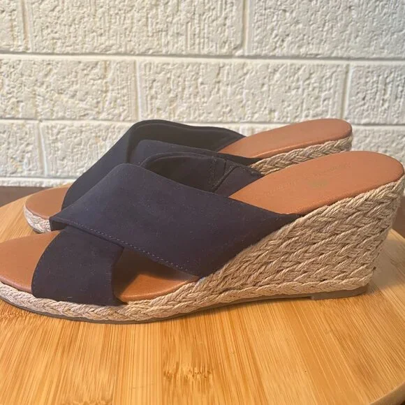 Tommy Bahama Navy Blue Stacey Wedge Espadrille Slip-on Sandals Size 8.5M - Picture 2 of 9